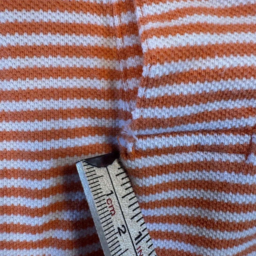 Polo Ralph Lauren Striped Polo Shirt Large Orange White 100% Cotton Short Sleeve